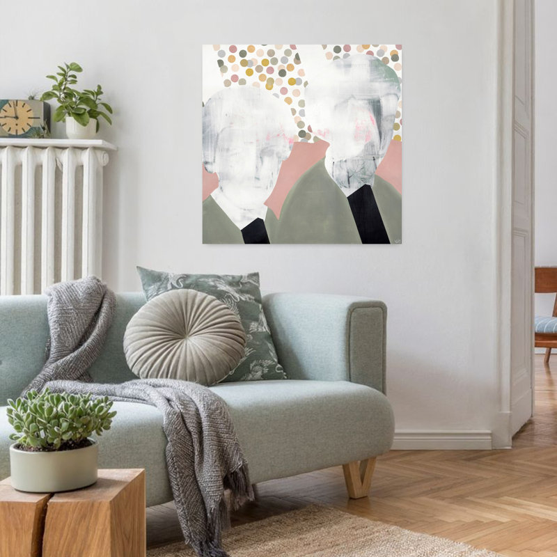 Copines, art contemporain abstrait, H 32 po x l 32 po