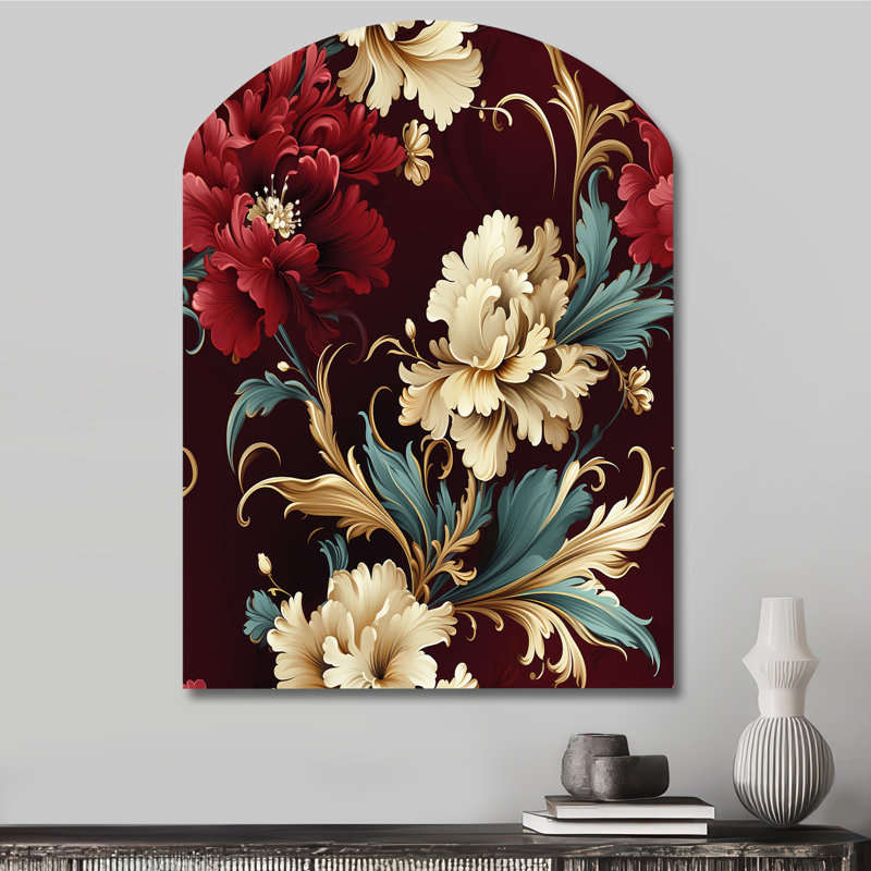 Birness - Floral Arch Shape Irregular Metal Wall Decor, 34" H x 25" W