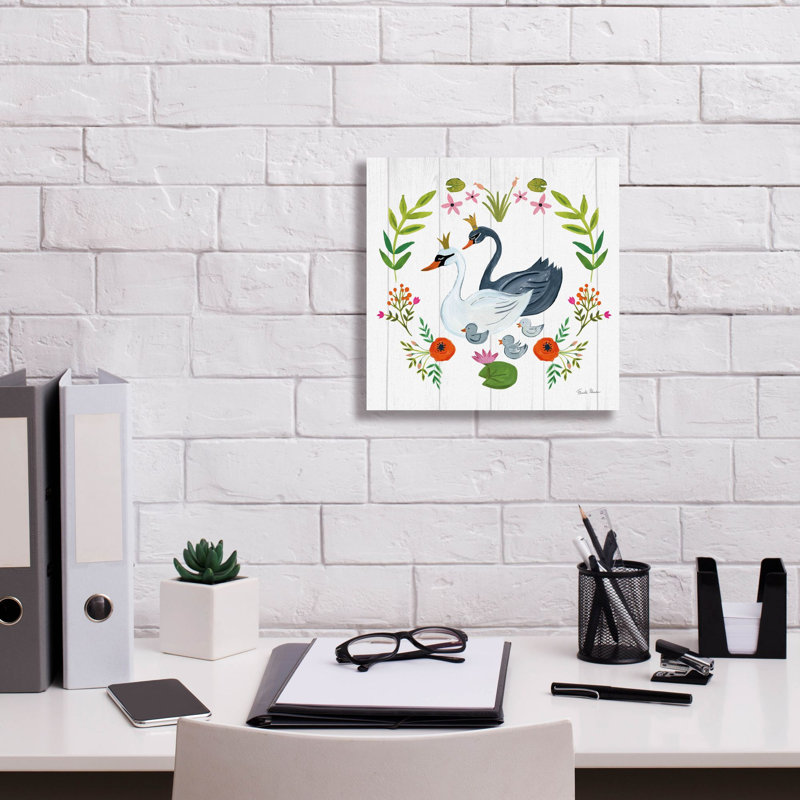 Toile épique «Swan Love 4» par Farida Zaman, graffiti épique, 12 po x 12 po, H 12 po x l 12 po