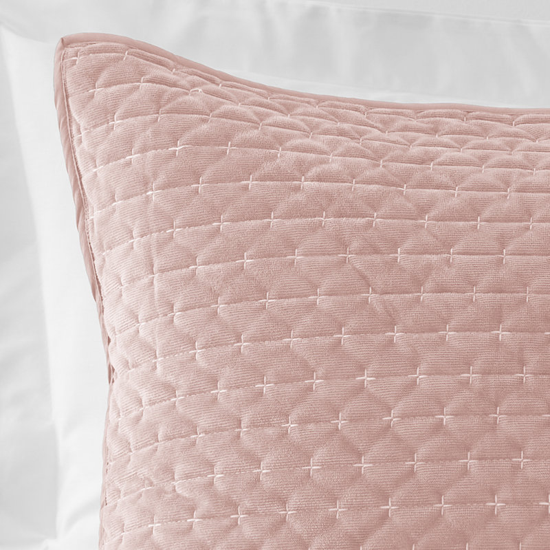 Attica Velvet Embroidered Pillow sham Pair, Pink