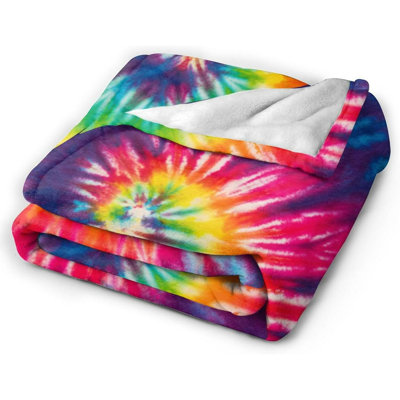 Tie Dye Throw Blanket Colorful Psychedelic Rainbow Soft Blankets and Throws 40x30 Inch Perfect Caring Gift for Women Men