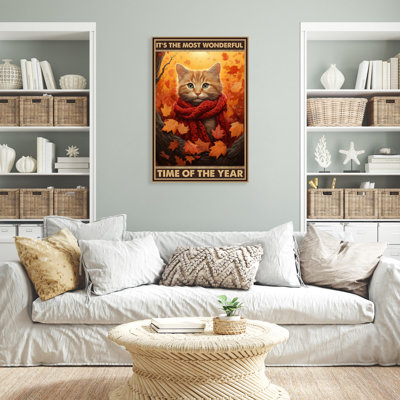 «Cat Fall Time Of The Year», reproduction d'art graphique sur toile tendue 1 pièce