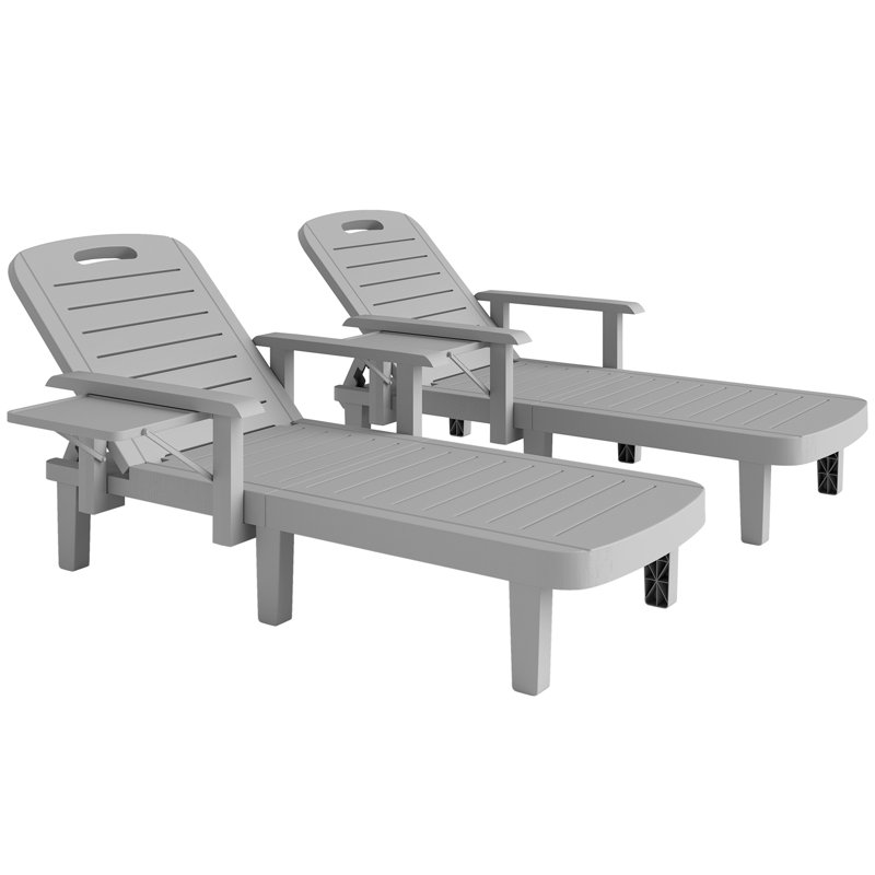158cm Long Chaise Lounge Set, Grey