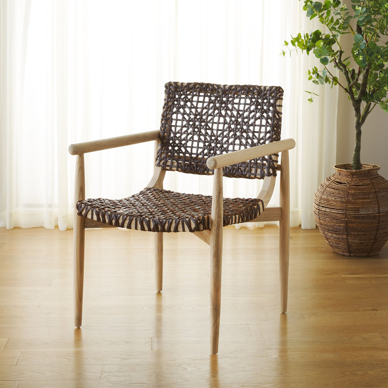 Fauteuil en cuir véritable de 22,83 po de largeur Joshelin, Naturel, Cuir véritable cognac