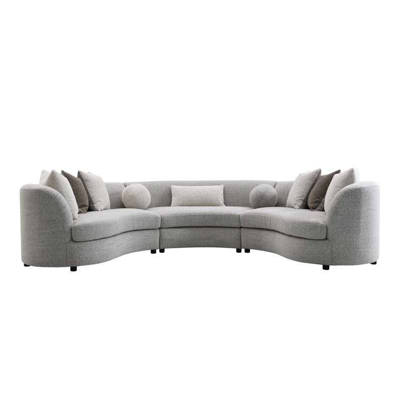 Canapé modulaire Ivria Grey Boucle avec 9 coussins