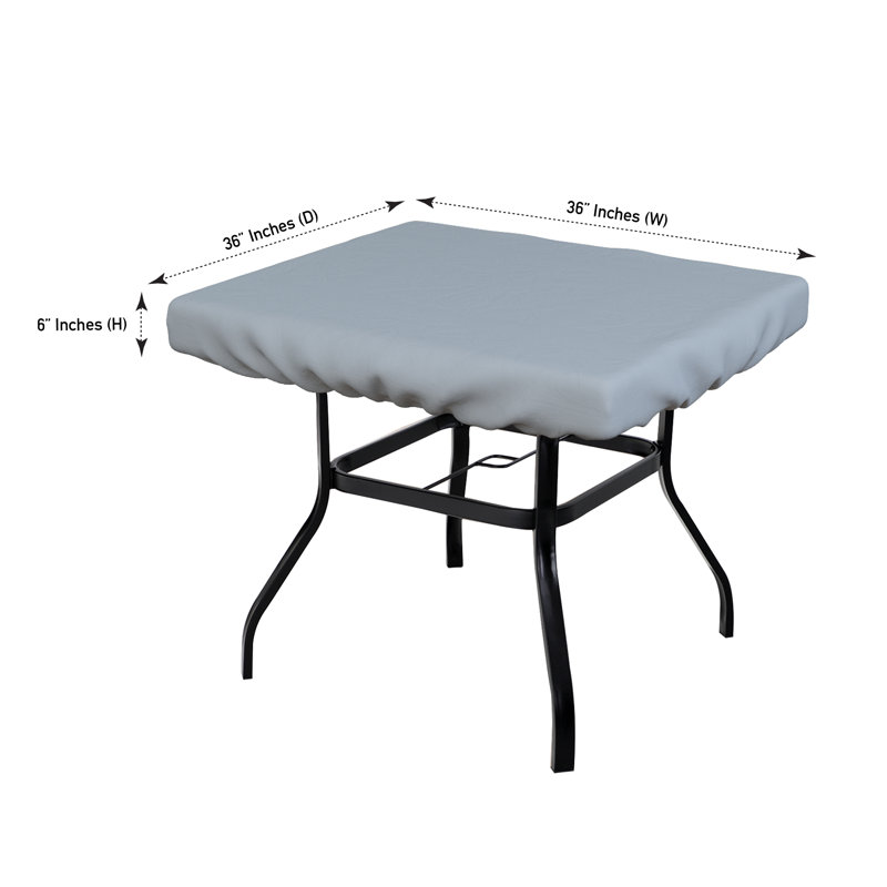 Heavy-Duty Multipurpose Square Patio Table Top Cover, Waterproof Outdoor UV-Resistant Table Cover, Gray, 6" H x 36" W x 36" D