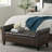 Sophisticated Button In Brown - Pu Entryway Chic Bench With Rolled Arms, Material, Ideal For Small Spaces