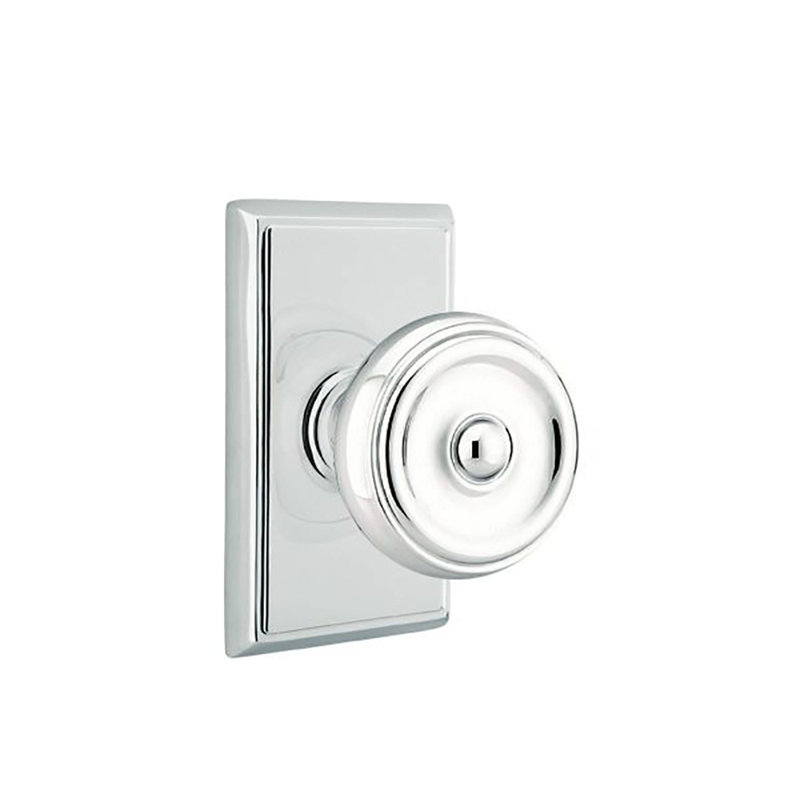 Privacy Waverly Knob with Rectangular Rose, Polished Chrome