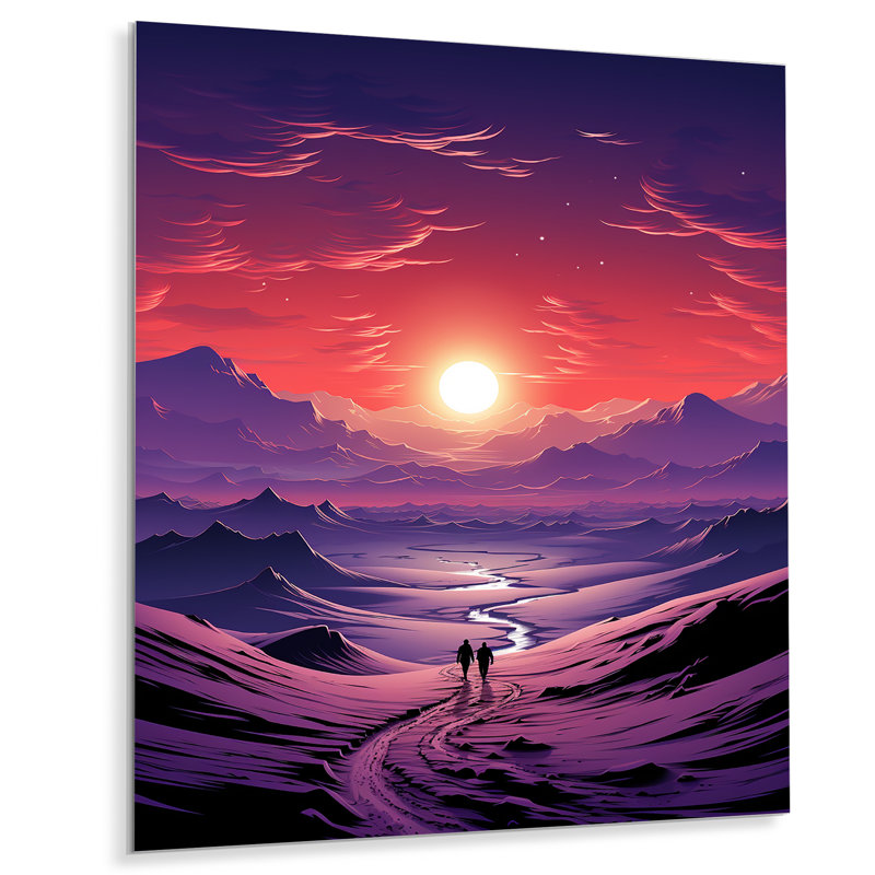 Améthyste «Desert Sands Journey I» - art mural désert en métal, H 32 po x l 16 po x P 1 po