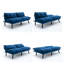 Lit en velours bleu marine avec fonctions réglables, convient aux petites pièces, convertible 2 places en bleu, réglable, espace de vie