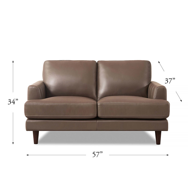 Reuma Top Grain Leather Loveseat, Cassia Granite Brown