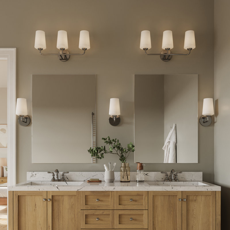 Celino Three-Light Bath & Vanity with Glass, Clear, Polished Chrome
