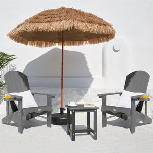Hfhome Adirondack Chair Set Of 2, Fire Pit Chairs, Outdoor Patio Chairs With Cup Holder, Weather Resistant Hdpe Wooden Textured Patio Chairs, Perfect For Garden, Lawn, Deck, Or Poolside