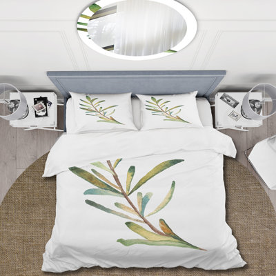 Green/White Microfiber Duvet Cover Set