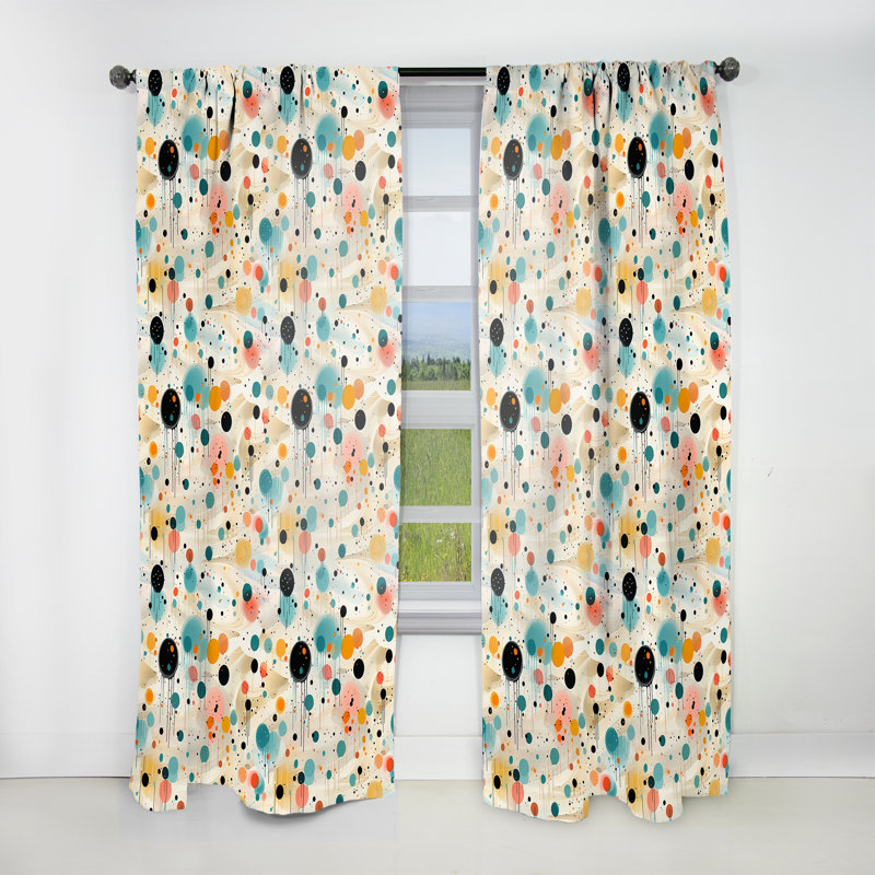 Motif à pois multicolores - Rideau abstrait - Rideau obscurcissant - 1 panneau, L 52 po x L 120 po