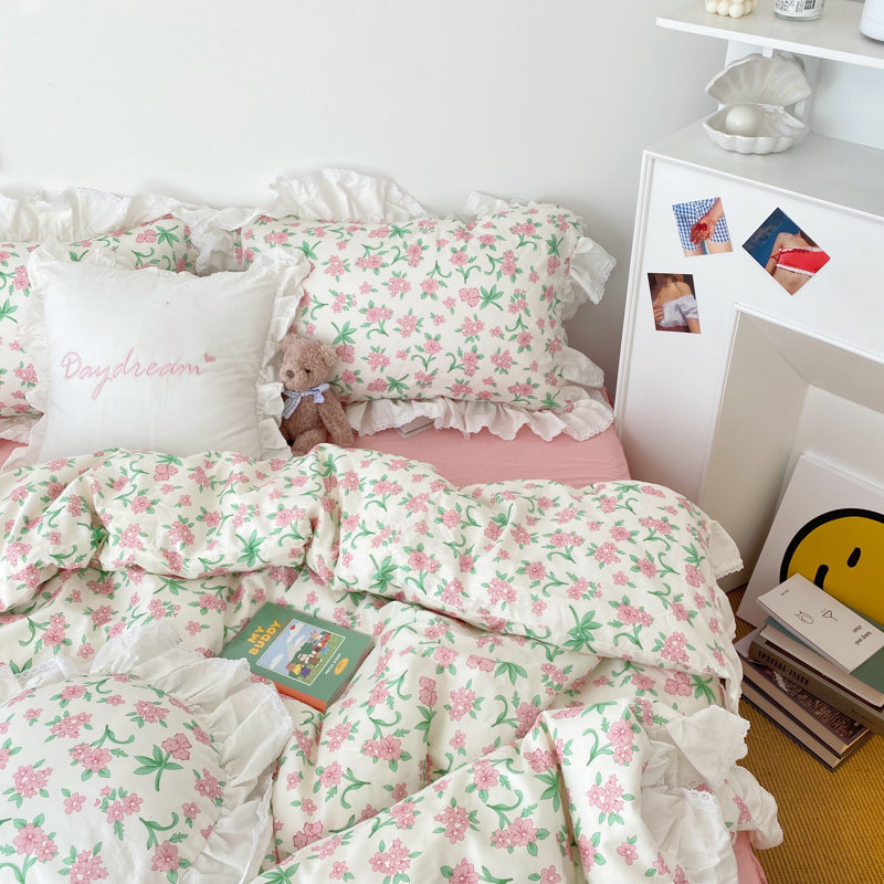 Microfiber Floral Print Comforter Set, Twin XL Comforter + 2 Pillowcases