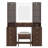 43.5" Modern Makeup Vanity Desk Set with LED Mirror, Glass Top, 10 Drawers & 2 Glass Cabinets, Charging Station and Stool-1618701848