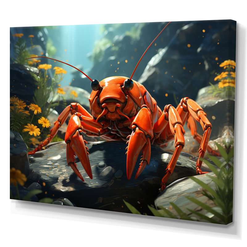 " Crayfish Crayfish Capers ", Wrapped Canvas, 16" H x 32" W x 1" D