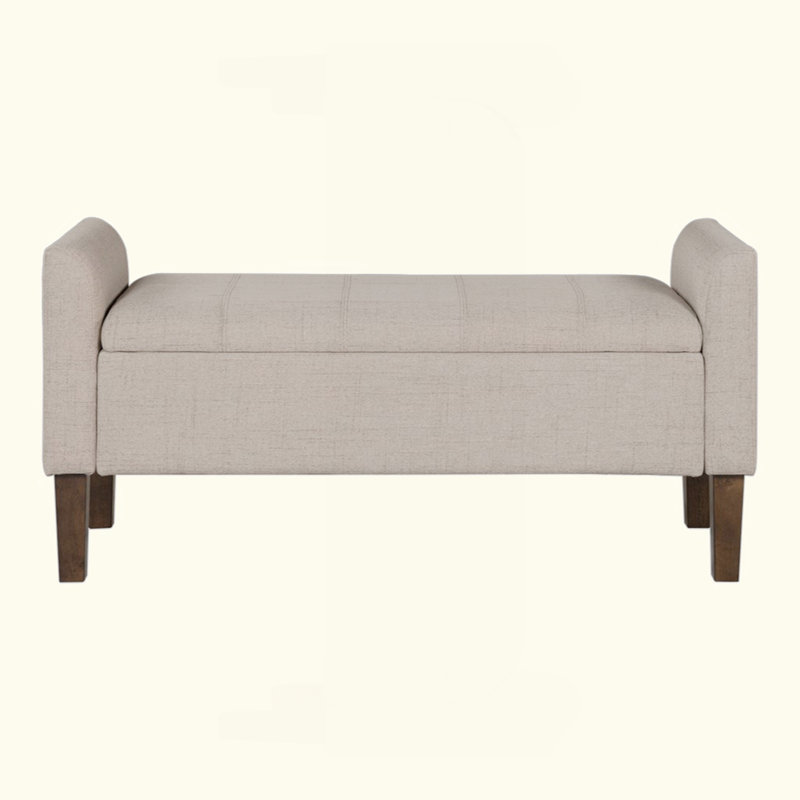 Banc de rangement rembourré et rabattable, Marron clair