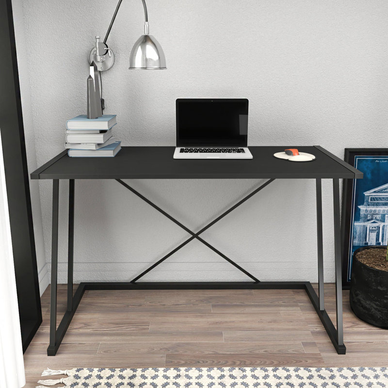 Lenes Metal Base Writing Desk, Anthracite/Black