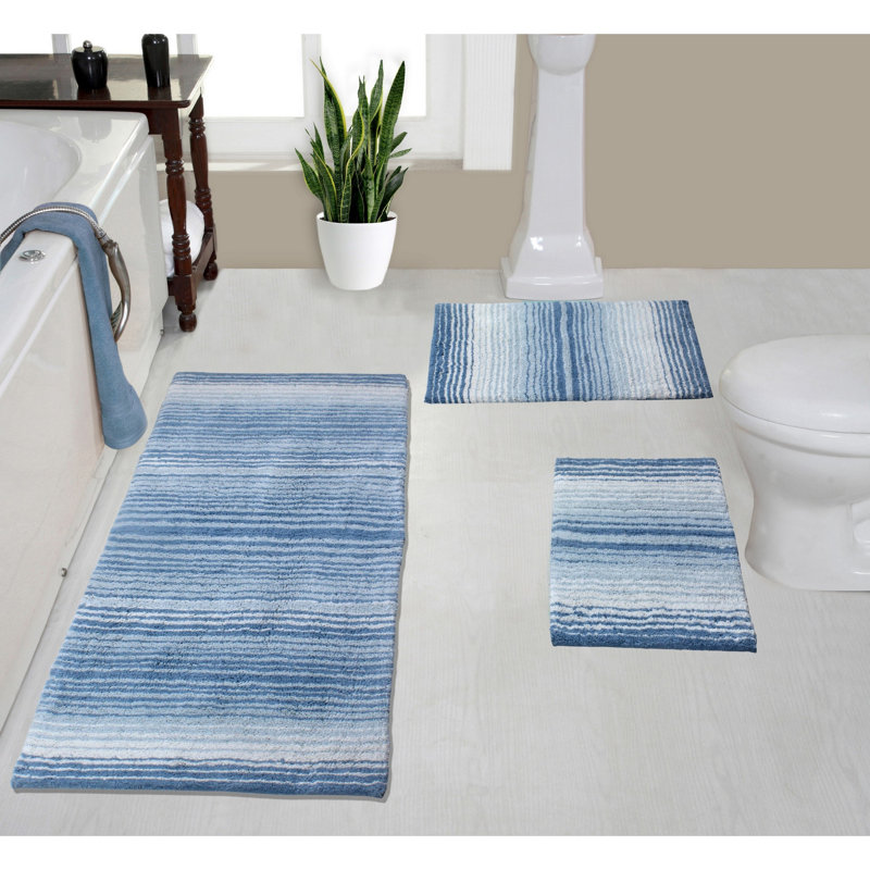 Alamanno 3 Piece Bath Rug Set, Blue