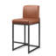 Tabouret de comptoir de cuisine moderne de 24 po avec base luge en métal noir et similicuir taupe foncé (ensemble de 2)-598637965-600354217-598470249