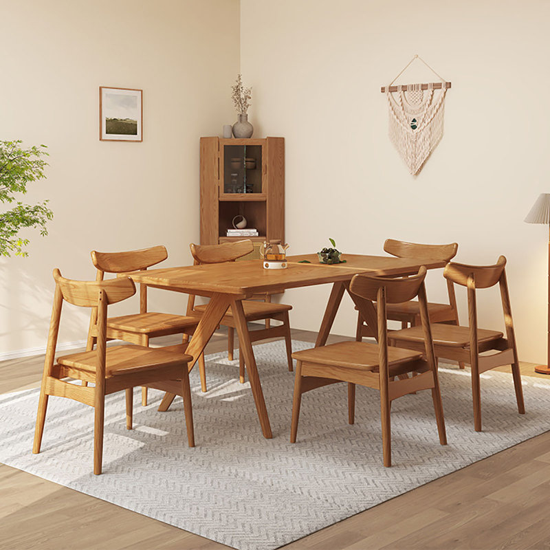 Nordic Ash Wood Dining Table, 29.5"H x 78.7"L x 35.4"W