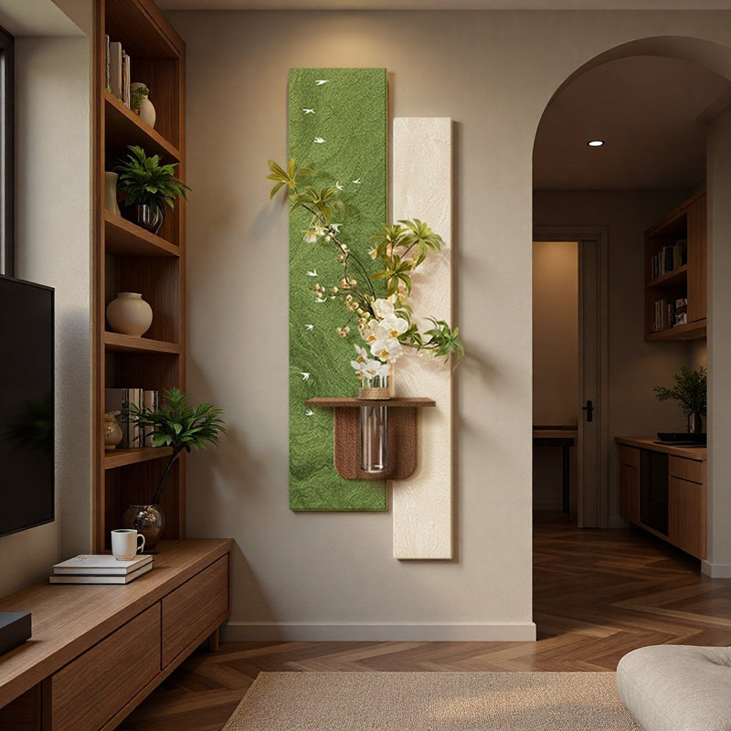 Présentoir de plantes vertes hydroponique en grès tridimensionnel de style médiéval avec peintures murales illuminées