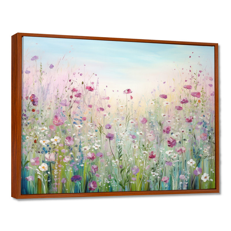Art sur toile, "Fleurs sauvages", Reproduction avec cadre flottant, H 12 po x l 20 po, Brun