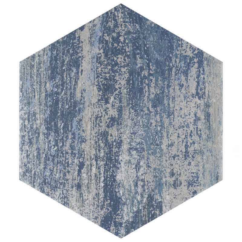 Cassis Hex 9" x 10" Porcelain Wood Look Wall & Floor Tile, Blue