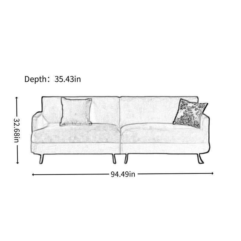 Retro Straight-Layout Fabric Lounge Sofa