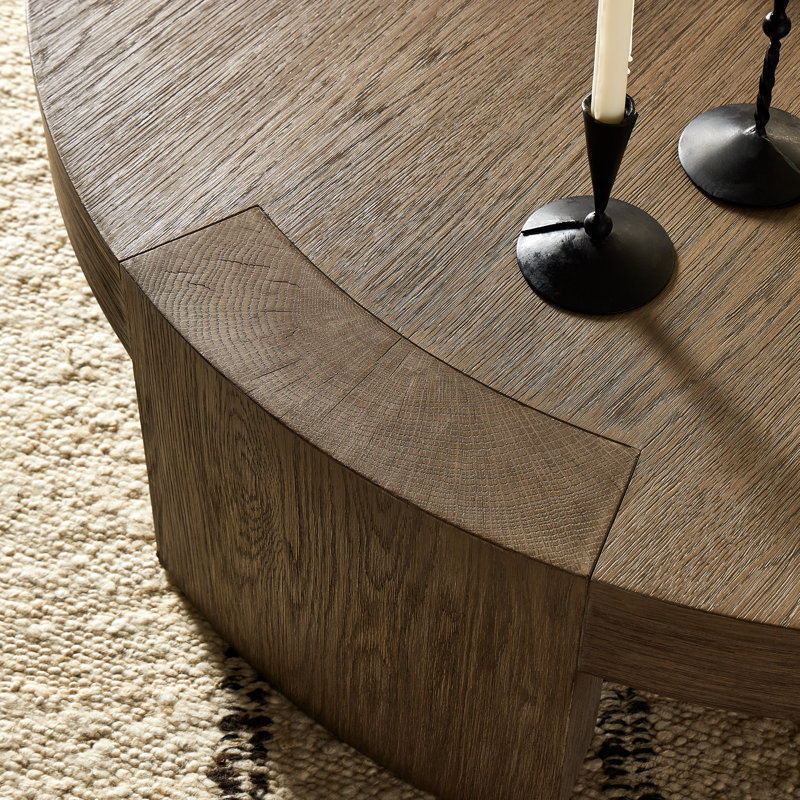 Table basse Bourges, H 13 po x L 48 po x l 48 po, Placage de chêne plat naturel chaud