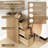 Arched Fluted Design Side Table Set of 2, End Table with 3 Drawers Nightstands-1403600879-1403600876