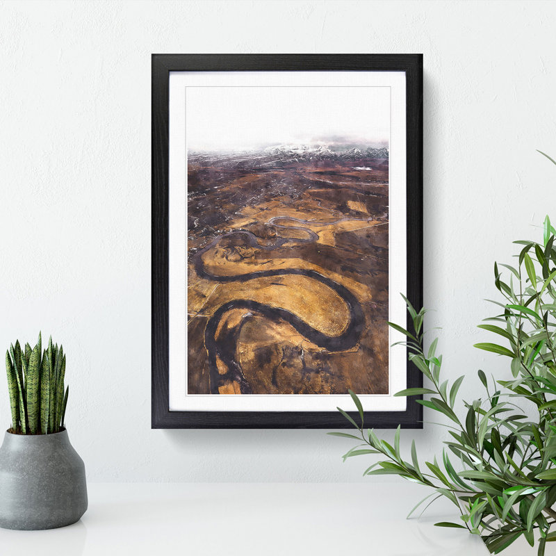View of Reykholt in Iceland - Picture Frame Graphic Art, 48cm H x 36cm W x 2cm D, Black