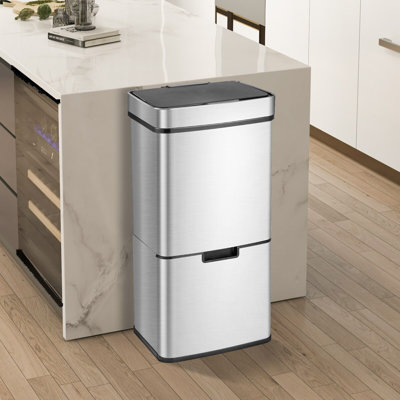 Large Kitchen Motion Sensor Garbage Bin Stainless Steel 16 Litre Trash Can