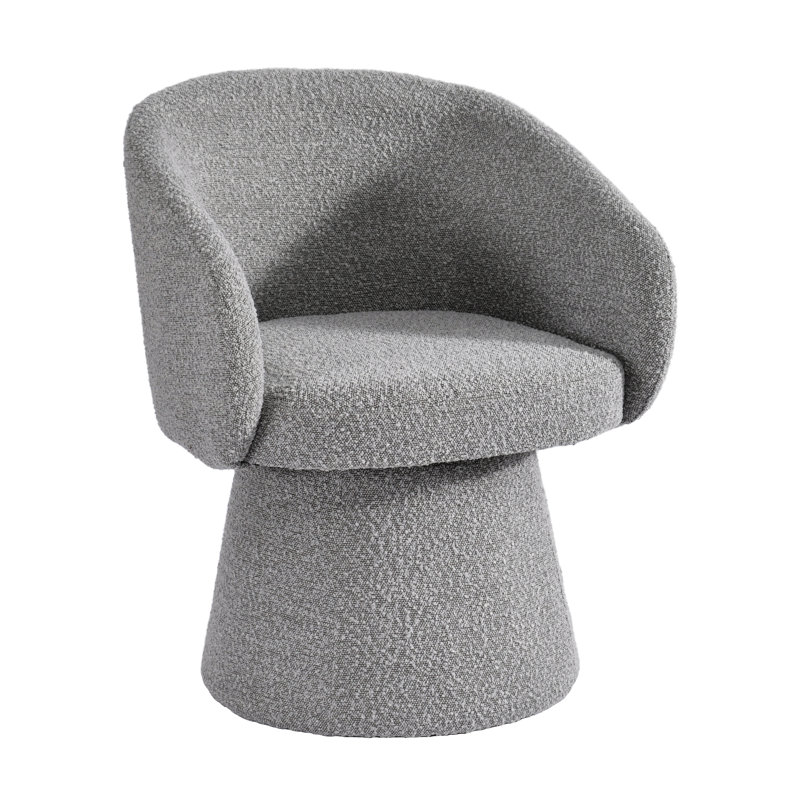 Belle Boucle Fabric Dining Chair with Swivel Base, Gray