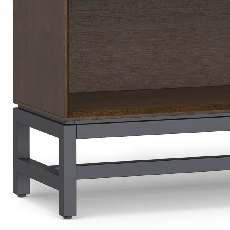 Bibliothèque basse moderne en bois massif H 30 "avec structure large et base en métal Banting