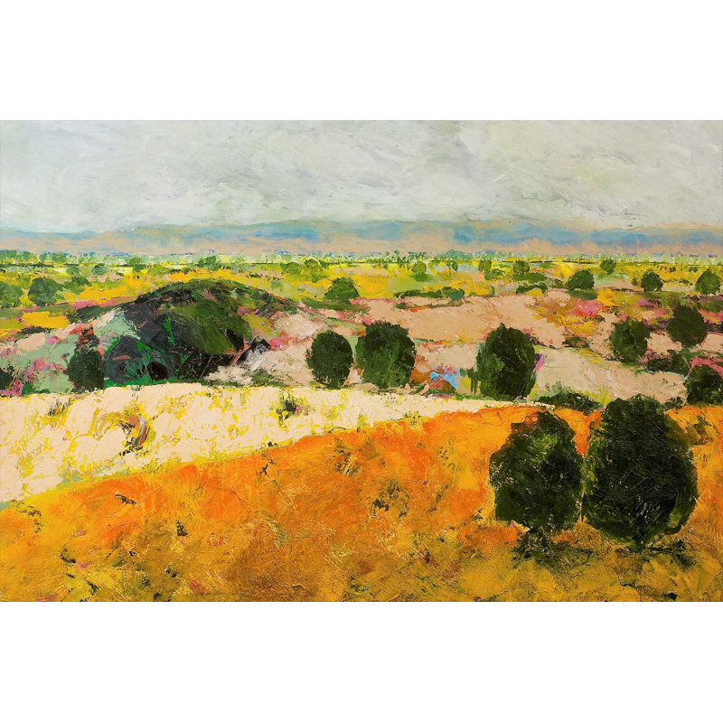 Crossing Paradise - Painting, 20 cm H x 30 cm W, Black Floater Framed