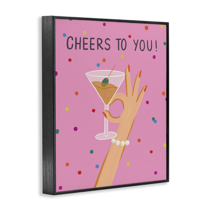  Cheers To You Martini Black Framed Giclee Art by Deborah Curiel, H 14 po x l 11 po, Giclée encadrée noir minuit