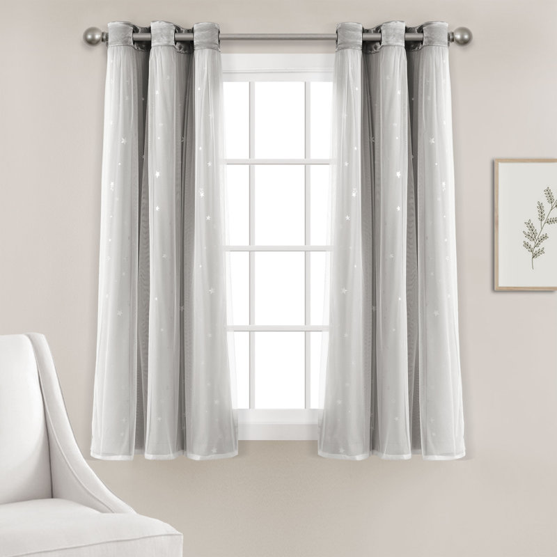 Curtain Pair, 38" W x 63" L, Light Gray