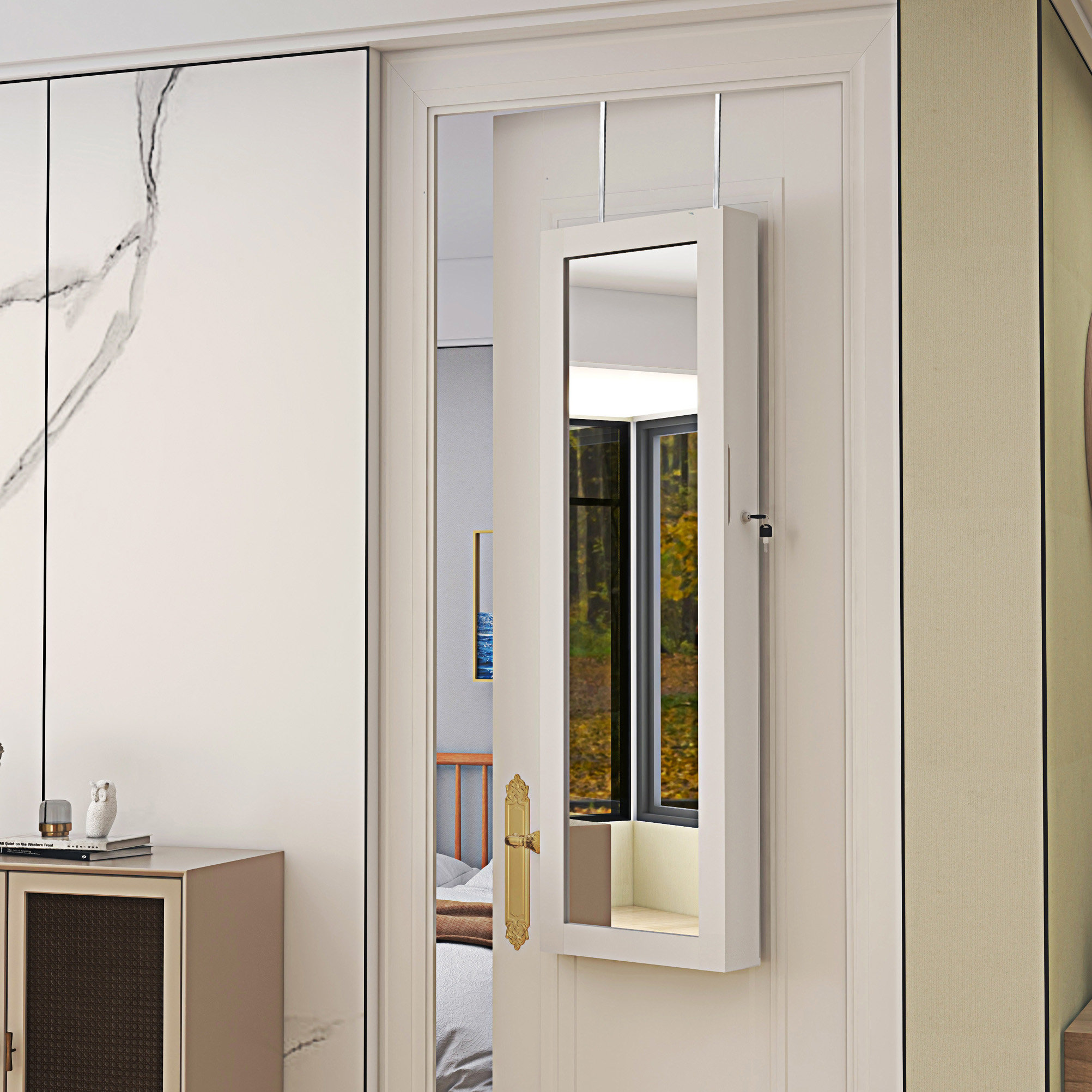 Vida Designs Welham Armoire à Chaussures 3 Tiroirs Avec Miroir - Meuble Rangement Blanc Pour Entrée Ou Chambre