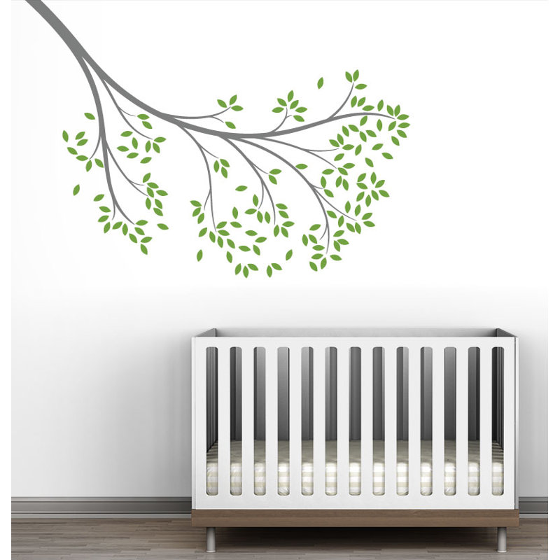 Décalcomanie murale branche atteindre, Gris moyen/vert lime