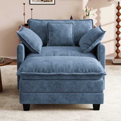 Esai 41.8" Upholstered Chenille Oversized Accent Chair with Ottoman