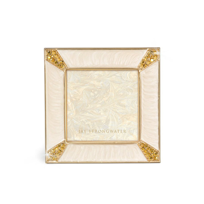 Leland Pavé Corner Metal Picture Frame, Ivory/Gold