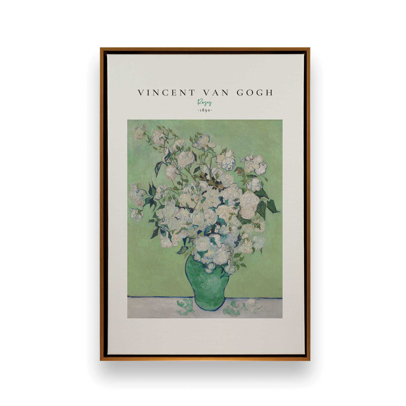 Van Gogh's Roses 1890 v2, H 12,75 po x l 8,75 po, Or poli