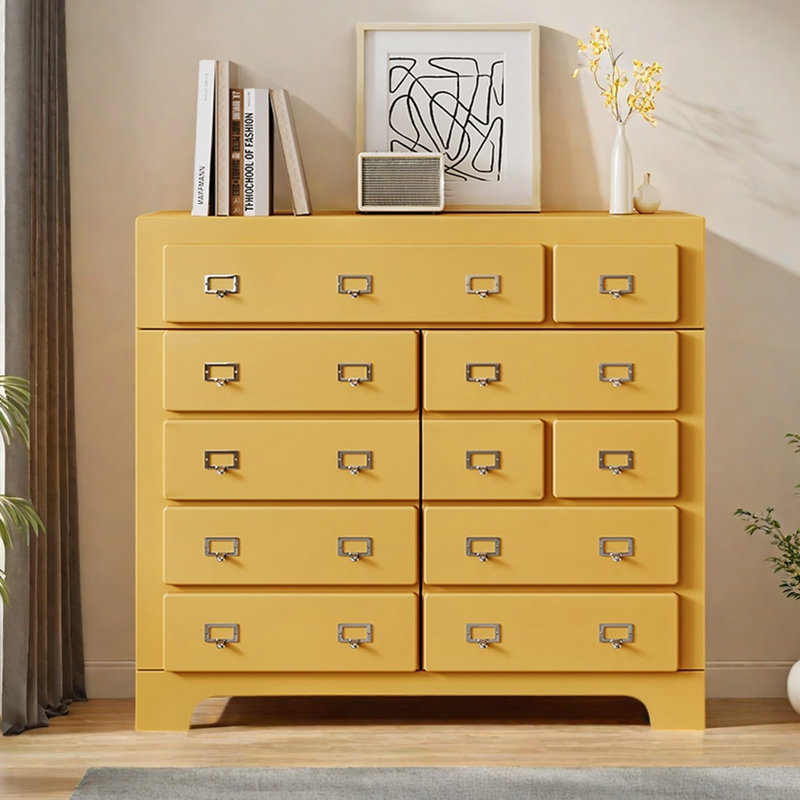 Buffet moderne 2 tiroirs 2 portes, Jaune