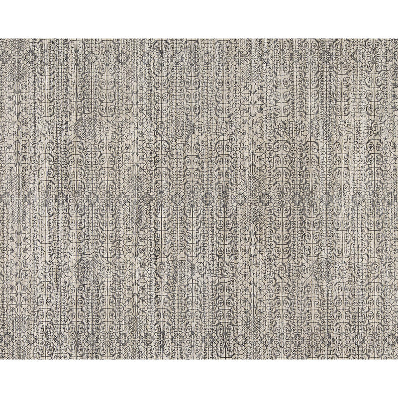 Tapis noir et argent noué à la main de haute qualité