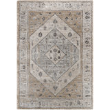 Rectangle Frenda Oriental Machine Woven Polyester/Polypropylene Area Rug in Light Brown