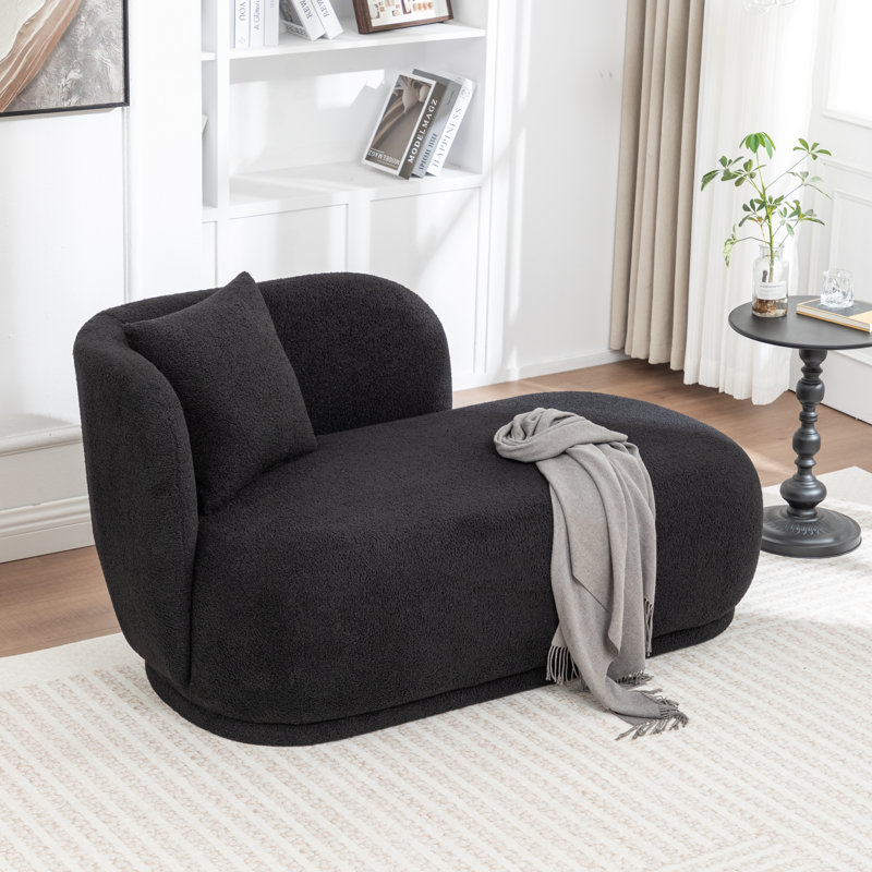 Chaise longue rembourrée en fausse fourrure, Noir