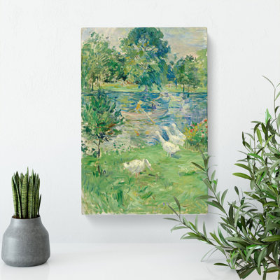 Girl In A Boat With Geese by Berthe Morisot - Wrapped Canvas